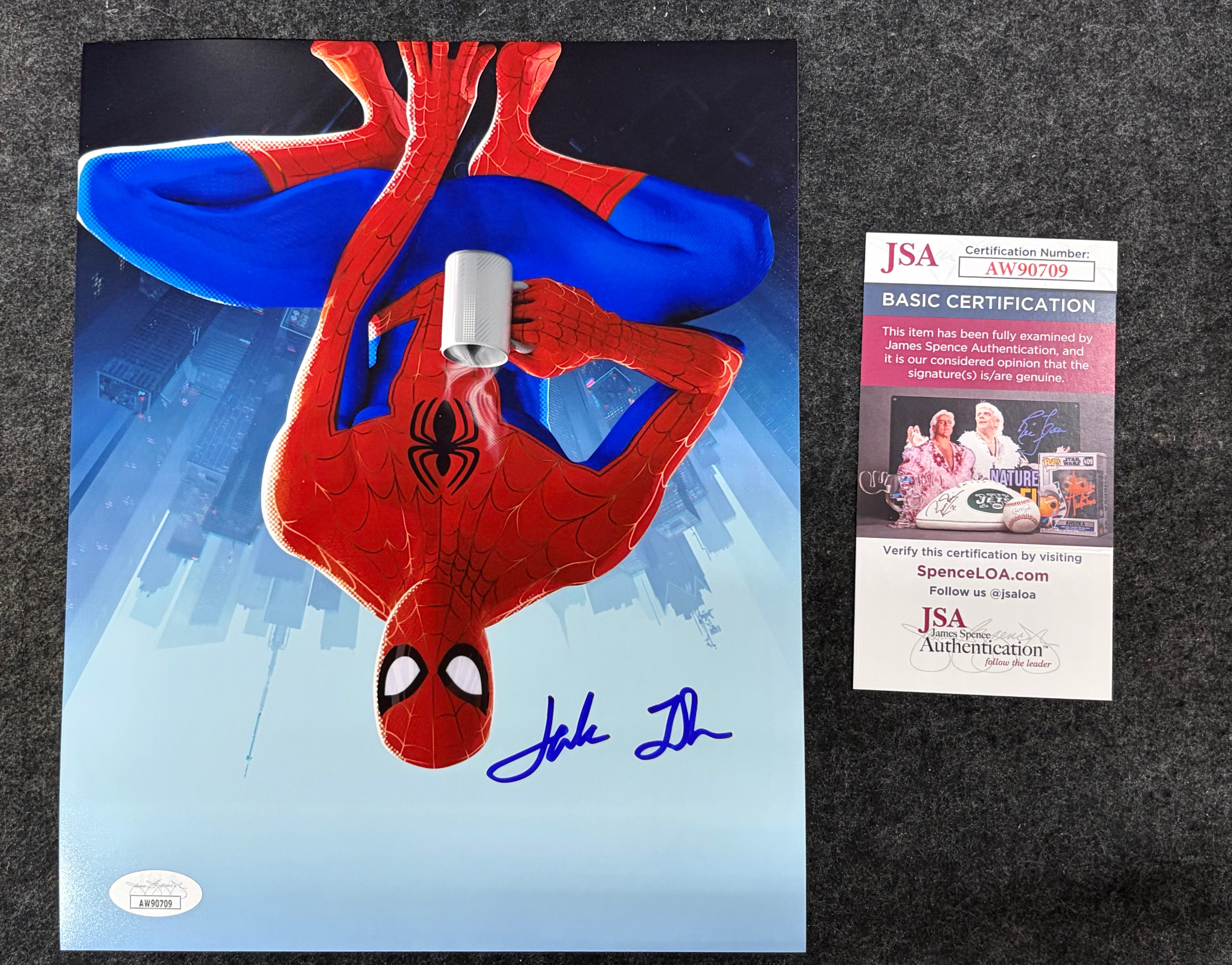 Jake Johnson Signed 8x10 Photo as Spider-Man Spider-Man: Into the Spider-Verse – JSA COA