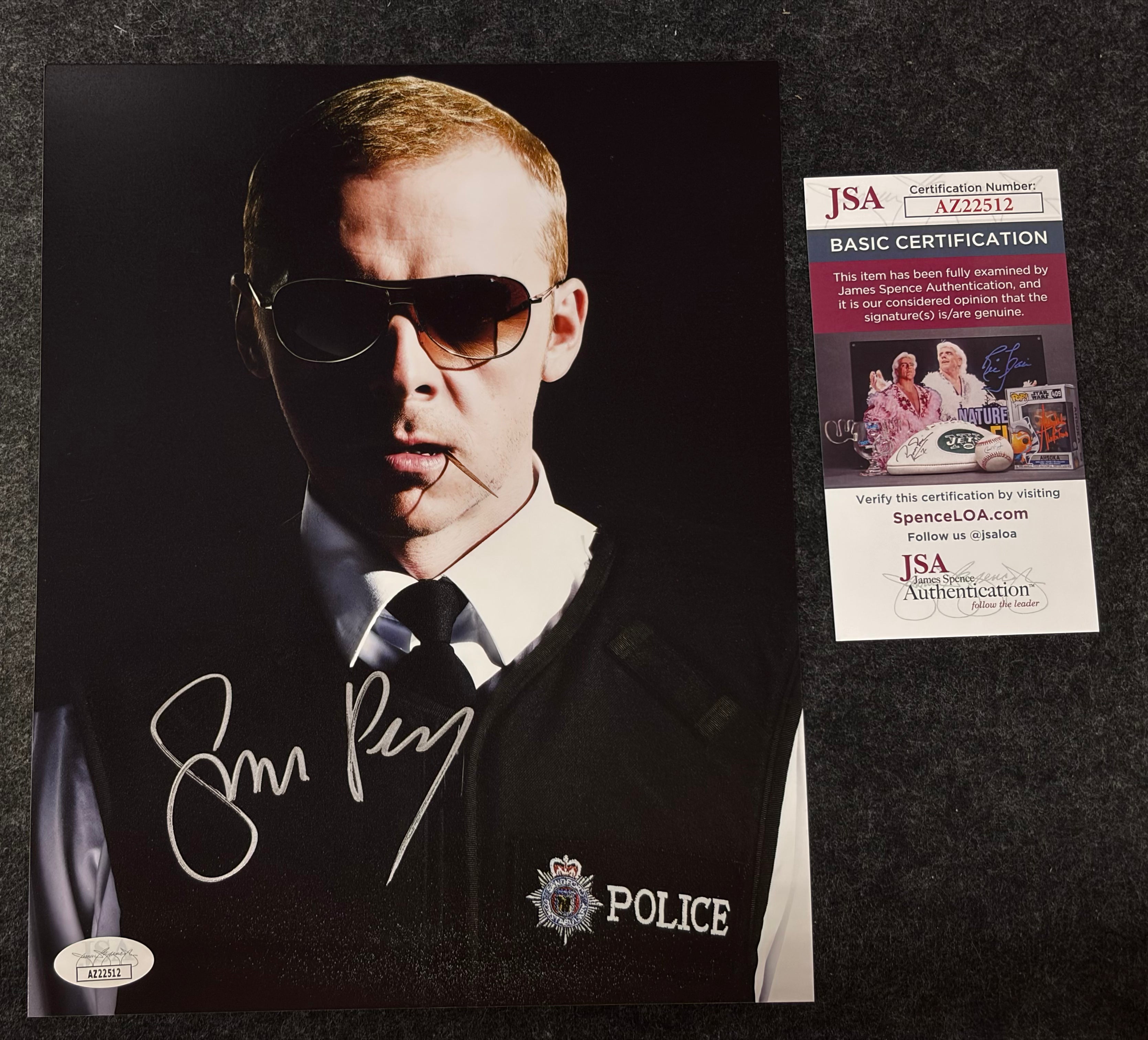 Simon Pegg Signed 8x10 Photo as Angel Hot Fuzz - JSA COA