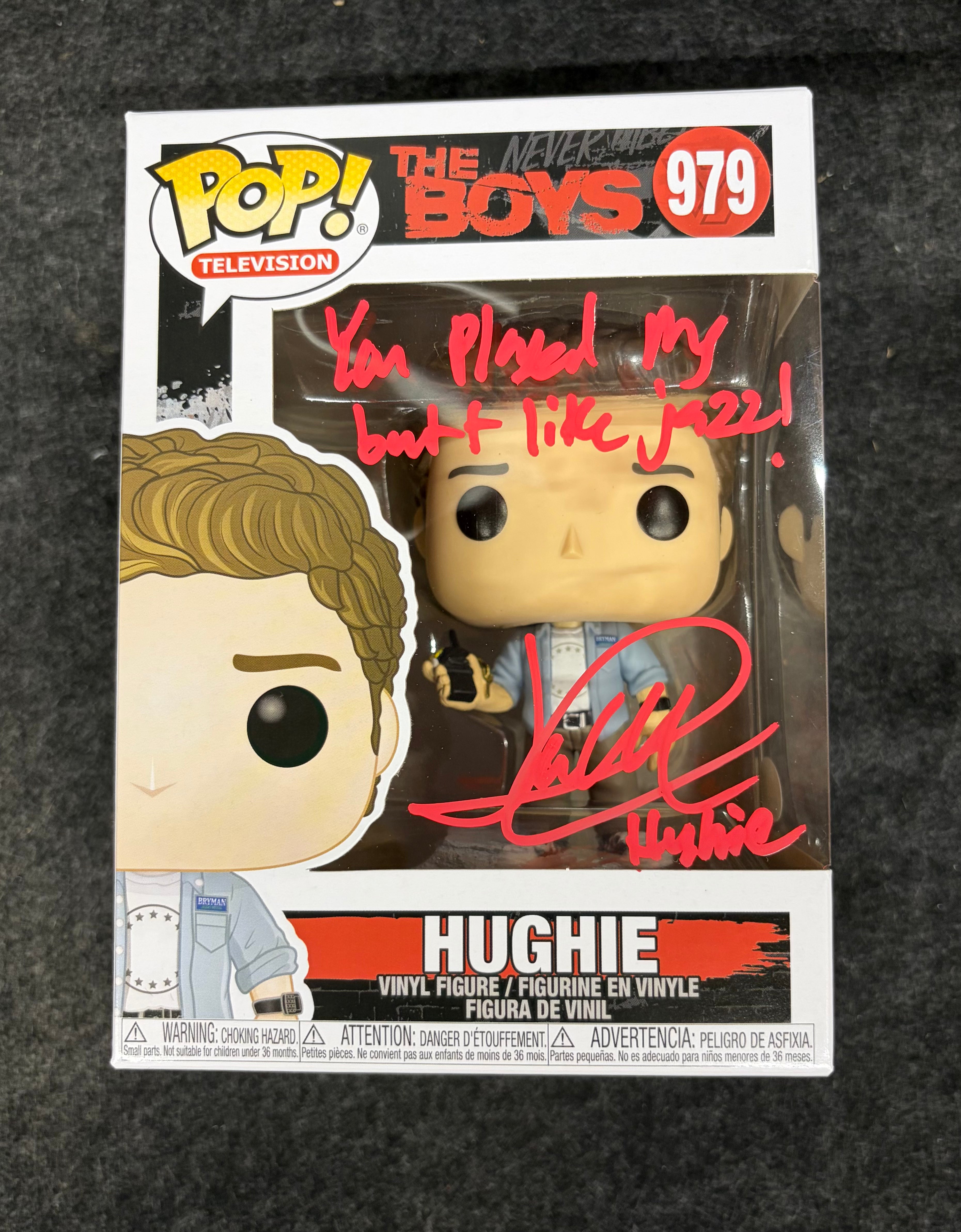 Jack Quaid Signed Hughie The Boys Funko Pop W/ QUOTE (JSA Witnessed)