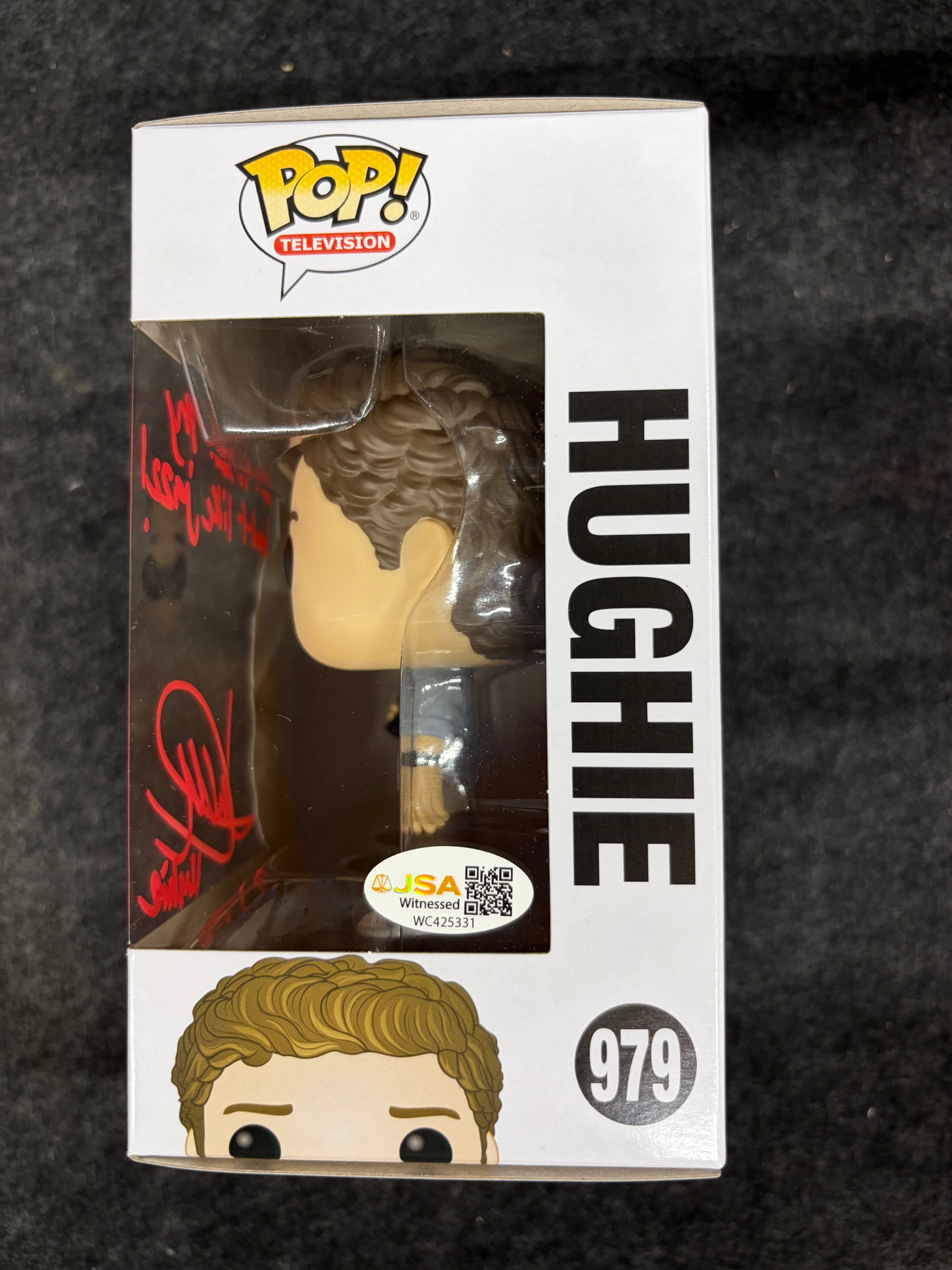 Jack Quaid Signed Hughie The Boys Funko Pop W/ QUOTE (JSA Witnessed)