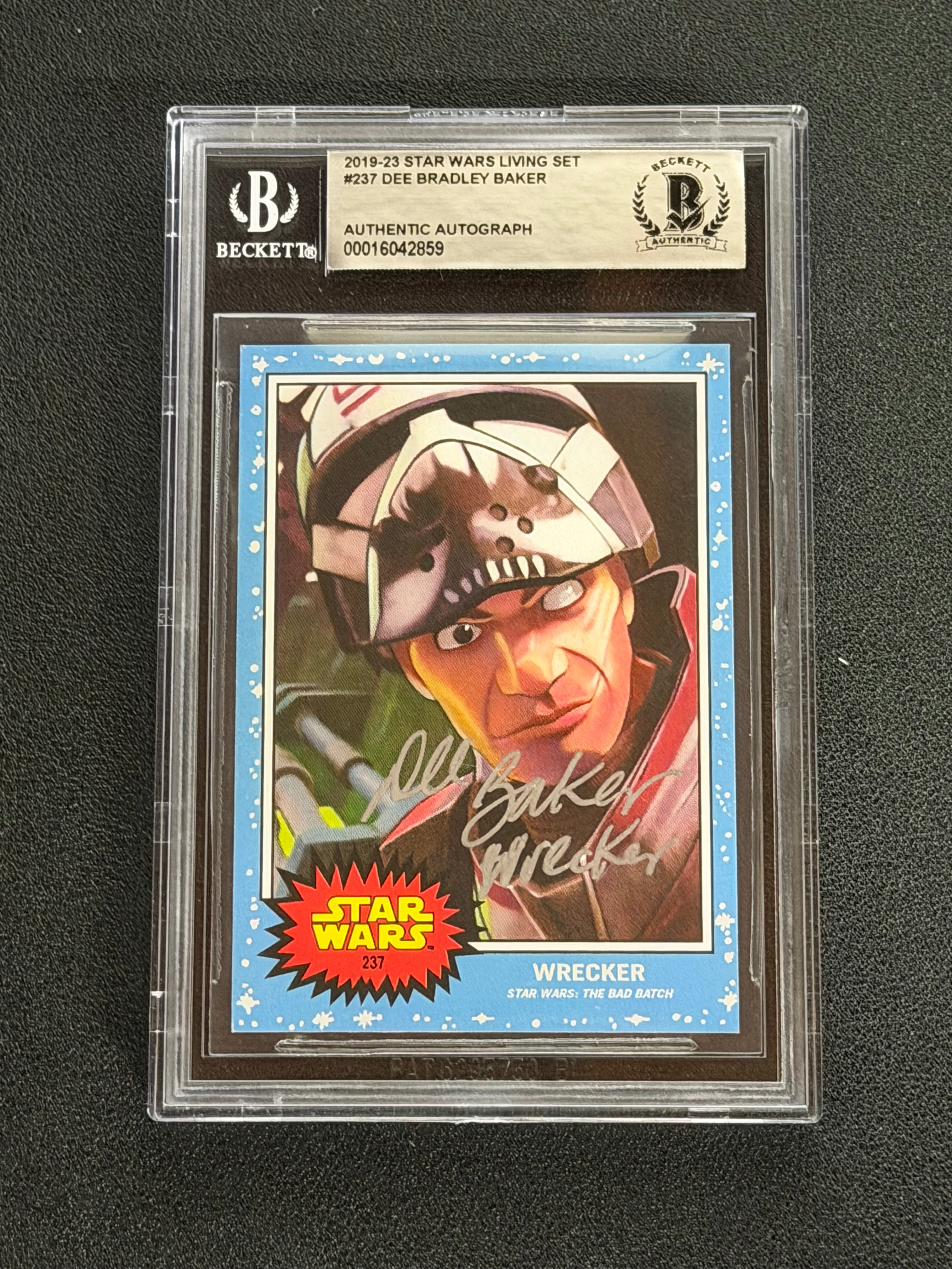 Dee Bradley Baker Signed as Wrecker Star Wars Living Set Card - Beckett Slab