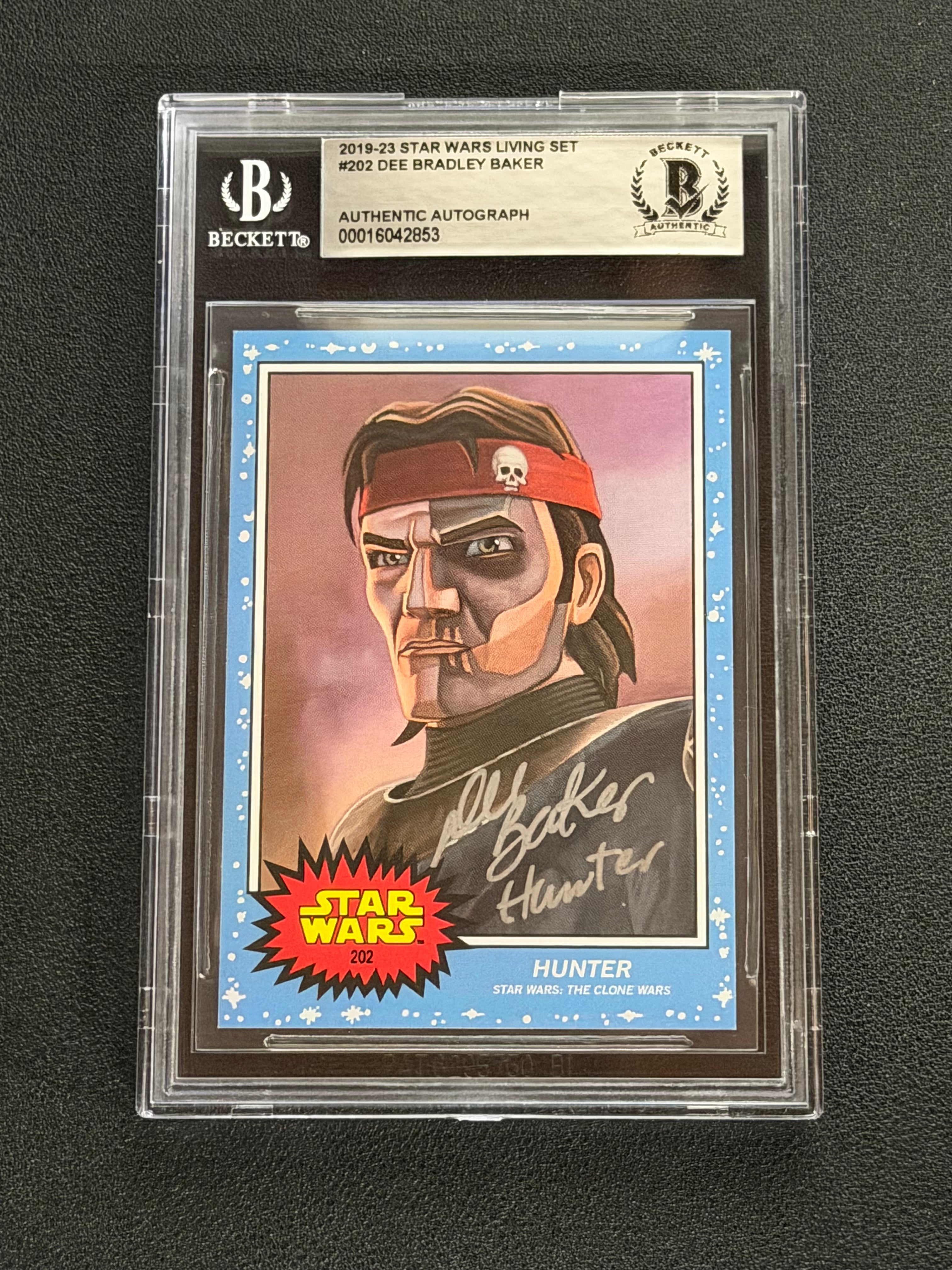 Dee Bradley Baker Signed as Hunter Star Wars Living Set Card - Beckett Slab