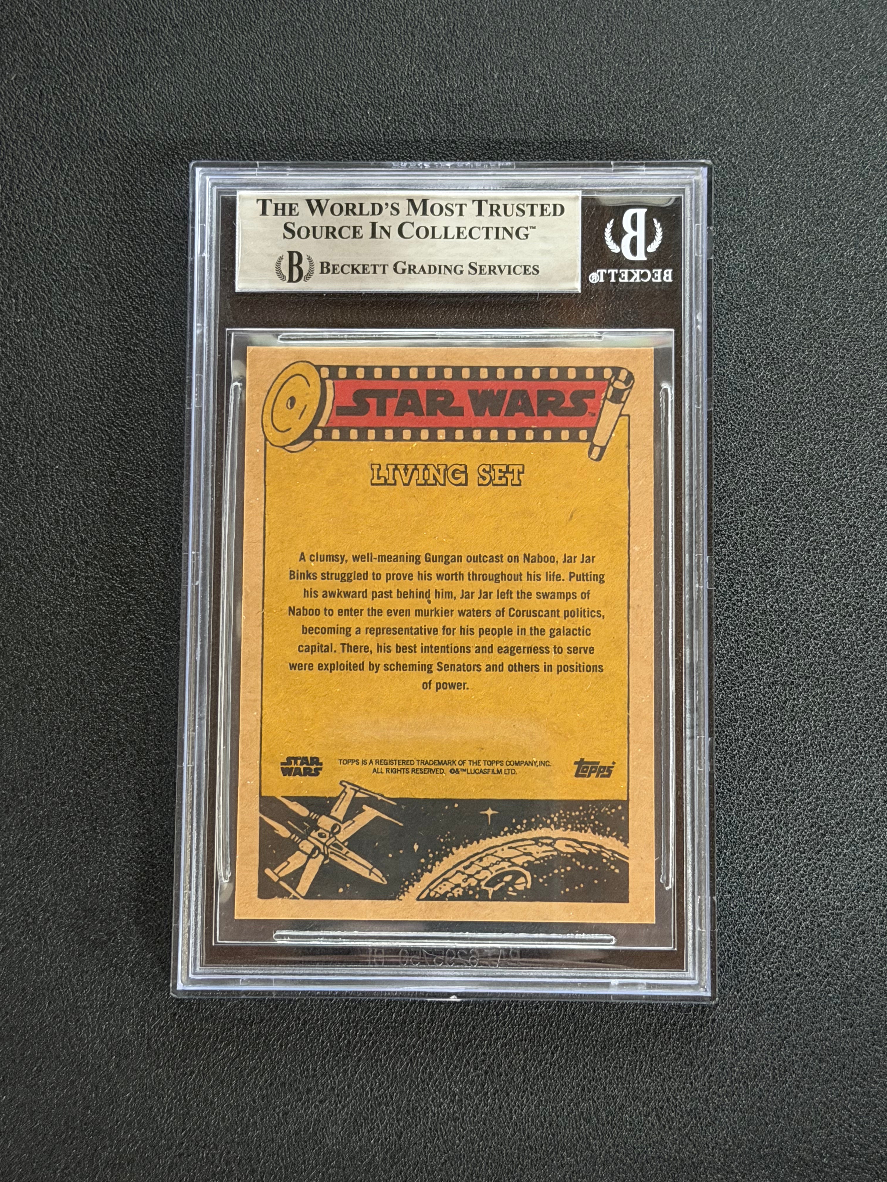 Ahmed Best Signed as Jar Jar Binks Star Wars Living Set Card - Beckett Slab