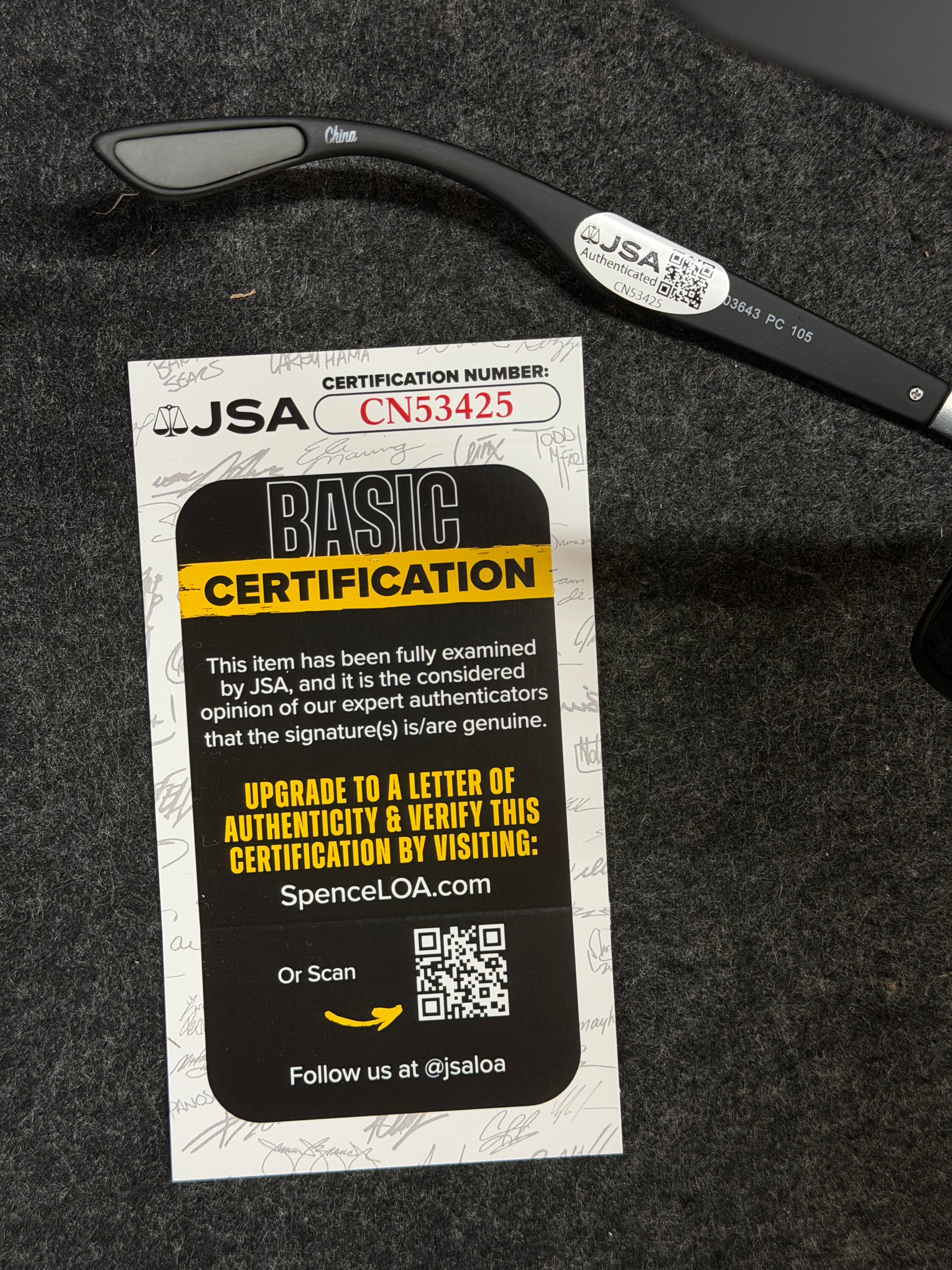 Karl Urban Signed Mortal Kombat II Johnny Cage Sunglasses Prop Replica- JSA COA