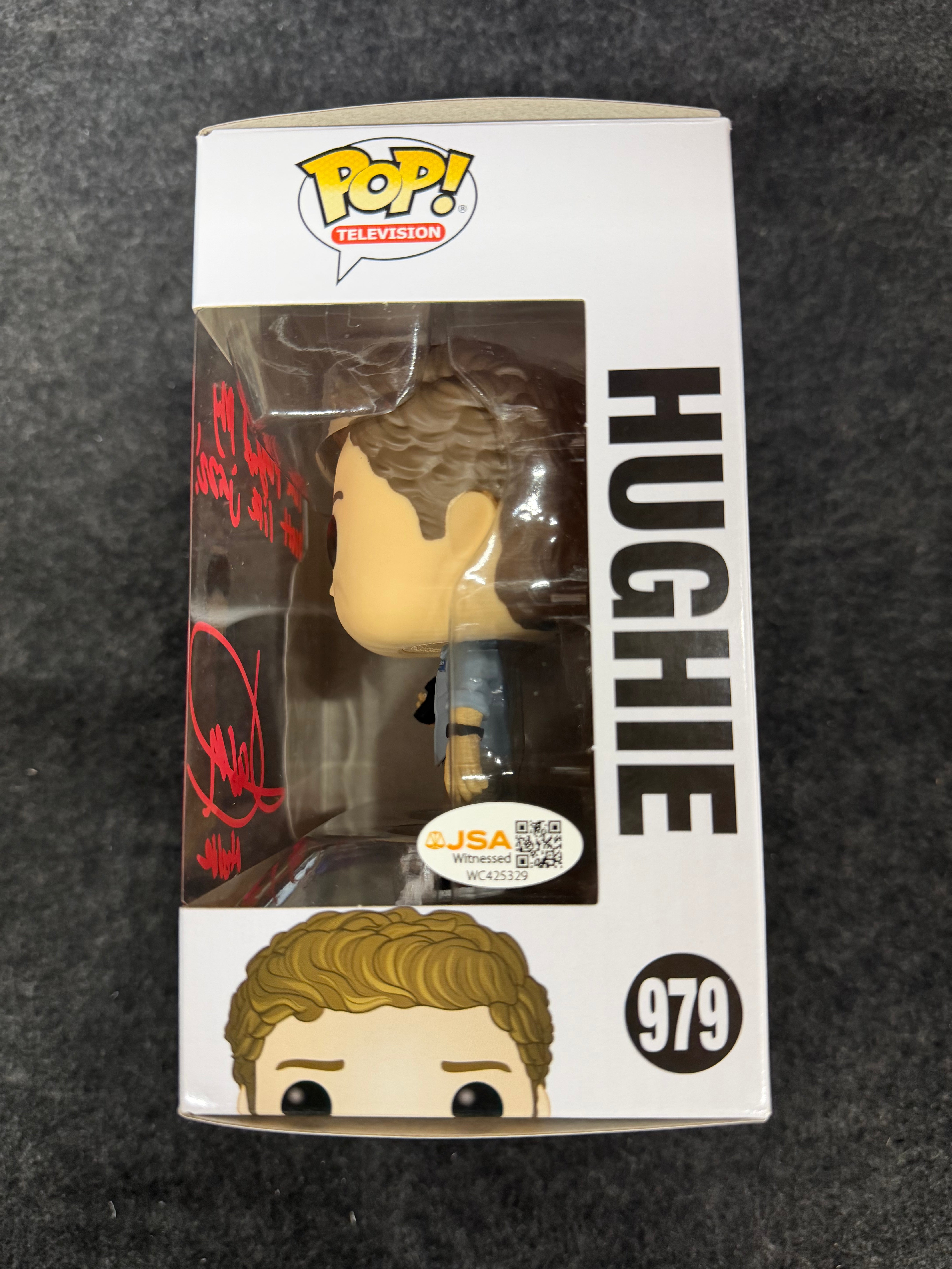 Jack Quaid Signed Hughie The Boys Funko Pop W/ QUOTE (JSA Witnessed)