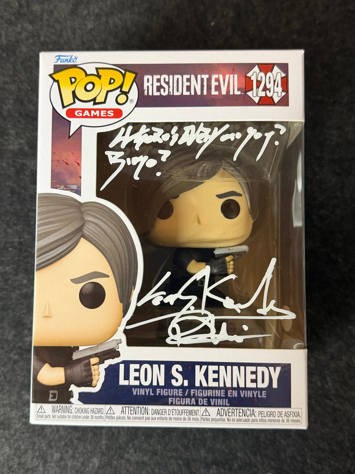 Paul Mercier Signed Resident Evil Leon S. Kinney #1294 Funko - JSA Witnessed COA