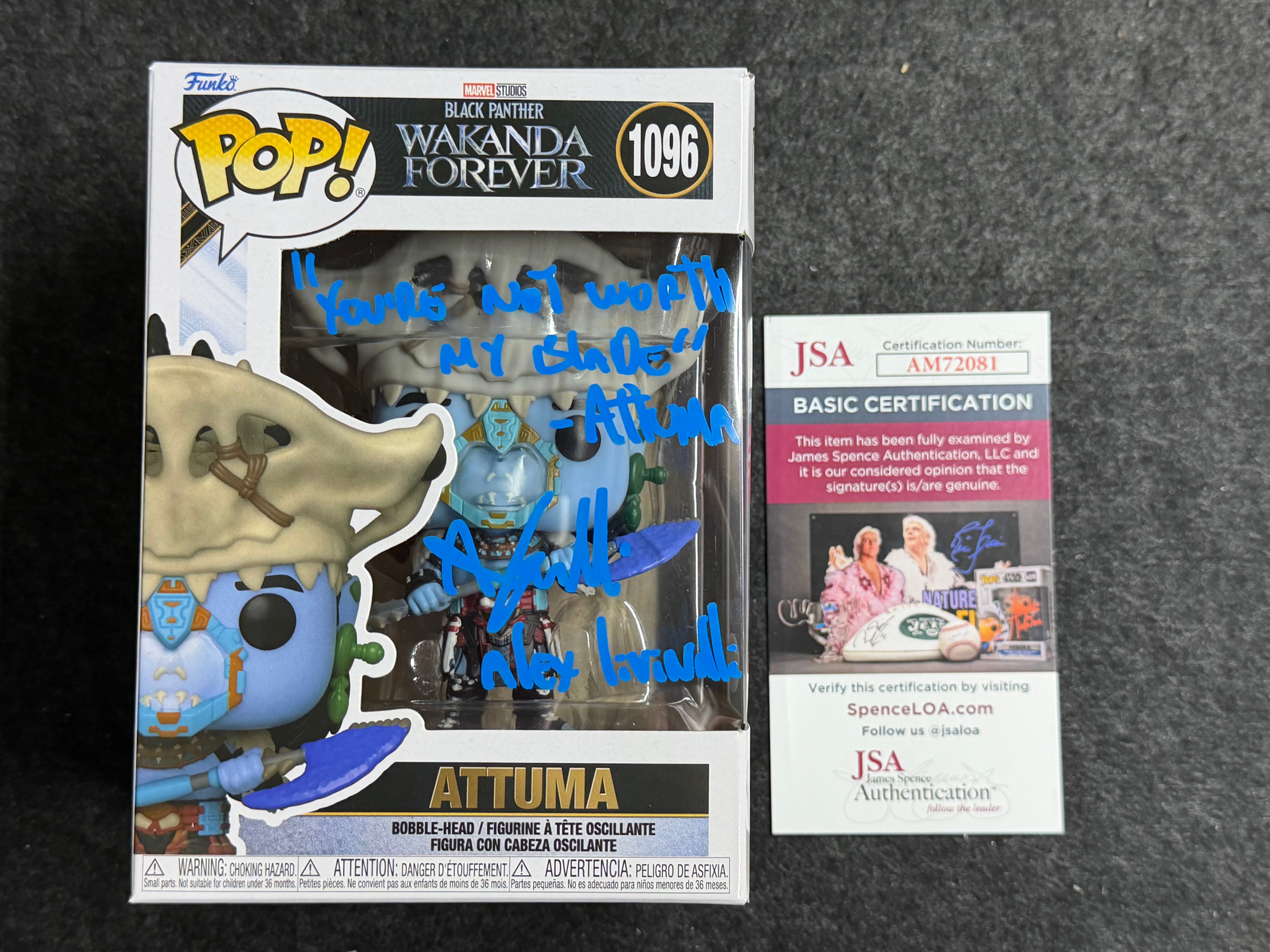 Alex Livinalli Signed Attuma Black Panther: Wakanda Forever #1096 Funko W QUOTE - JSA COA