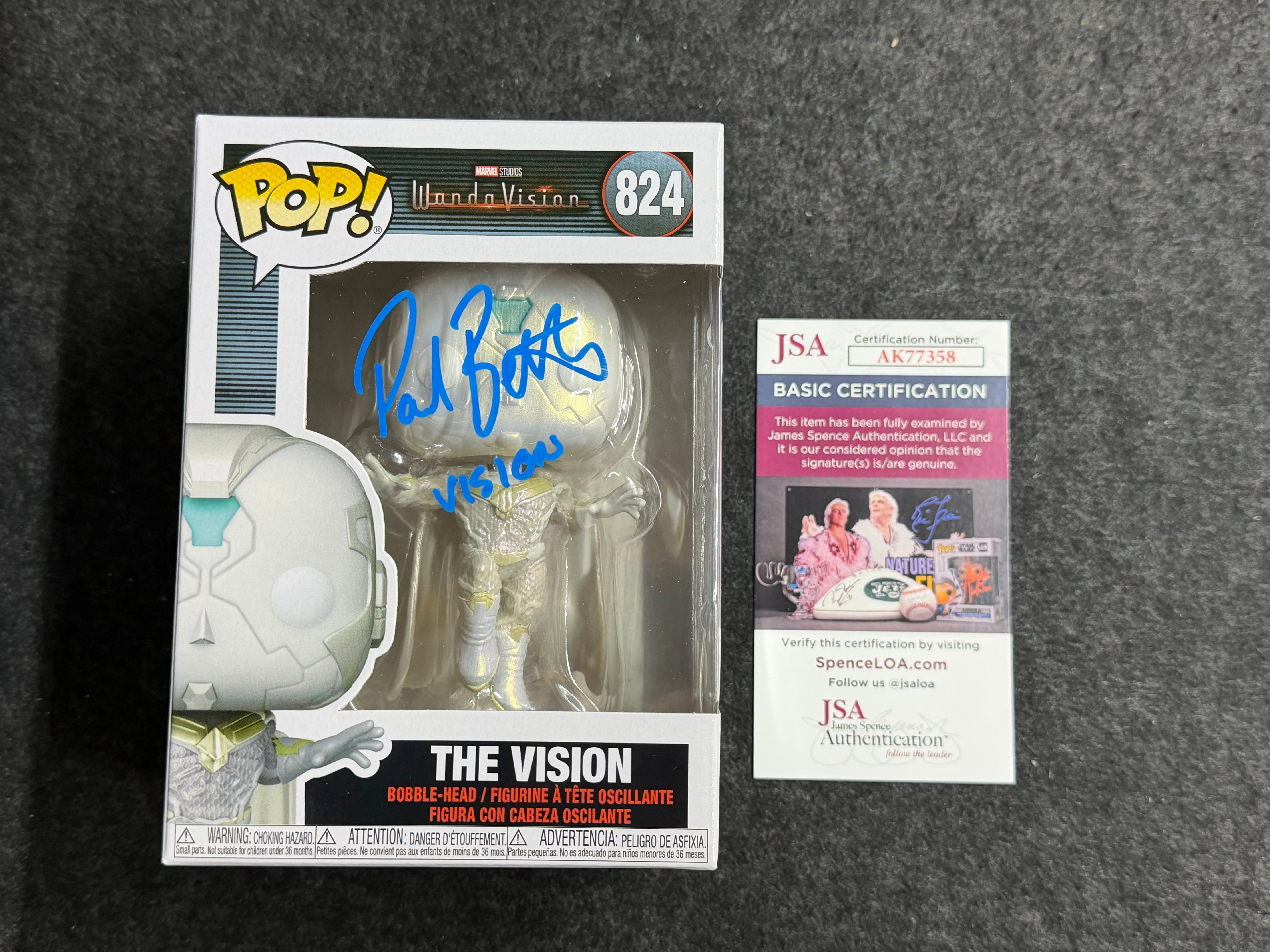 Paul Bettany Signed The Vision WandaVision #824 Funko - JSA COA