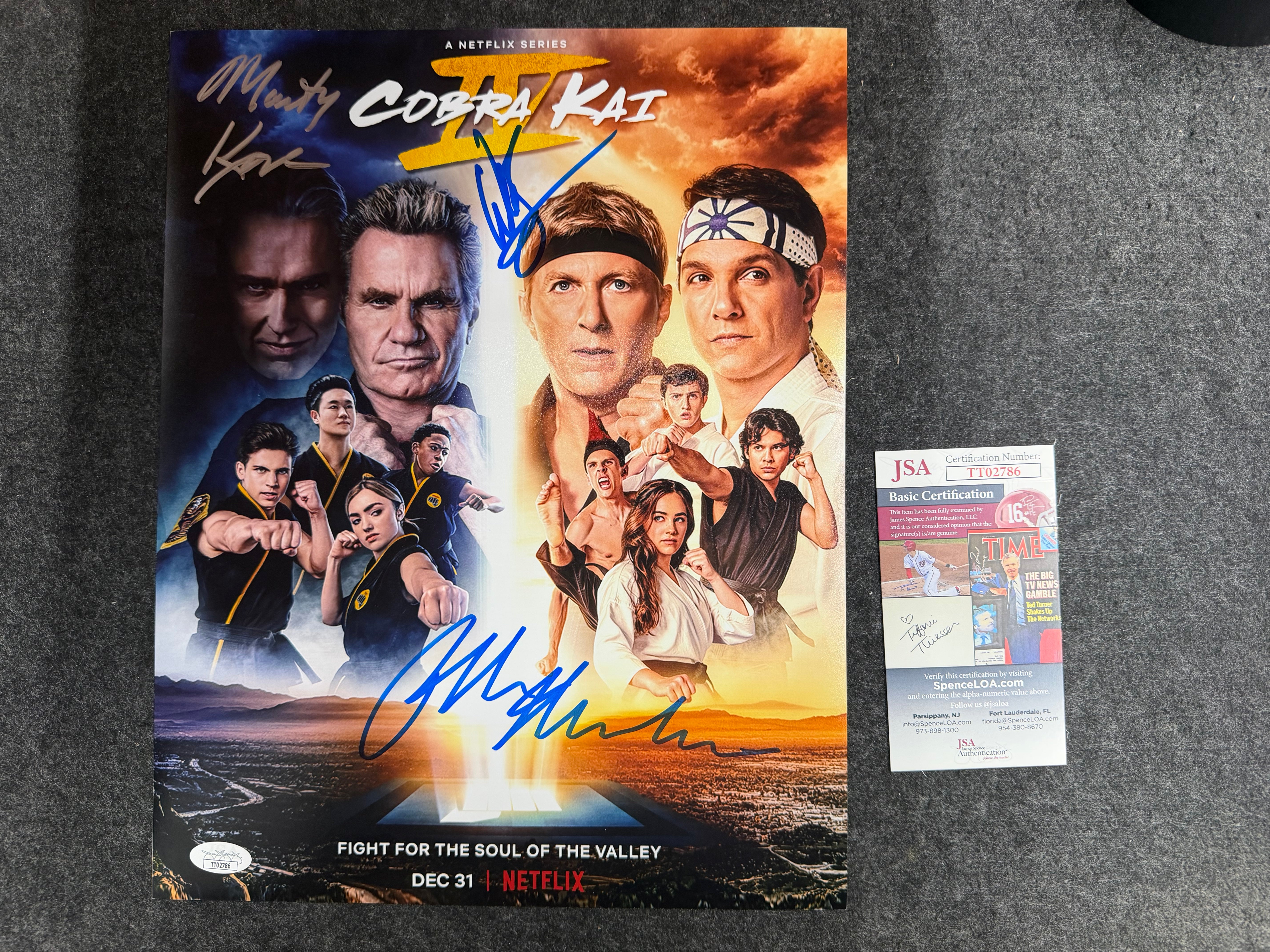 Ralph Macchio, William Zabka and Martin Kove Signed 11x14 Cobra Kai Photo - JSA COA