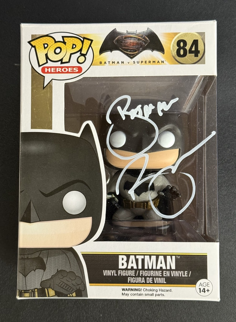 Ben Affleck Signed Batman v Superman 84 Funko Pop w CN+ Beckett Witness COA