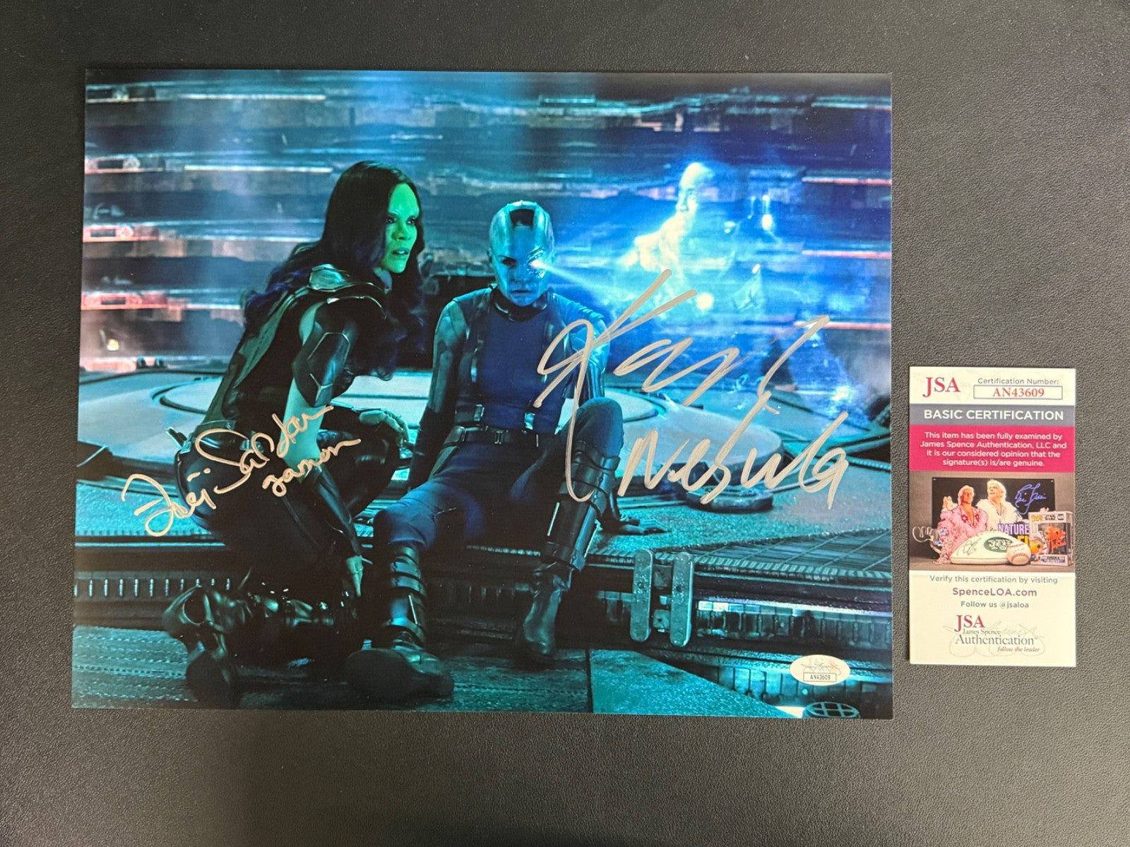 Zoe Saldana Karen Gillan Signed 11x14 Photo as Avengers Endgame- JSA COA