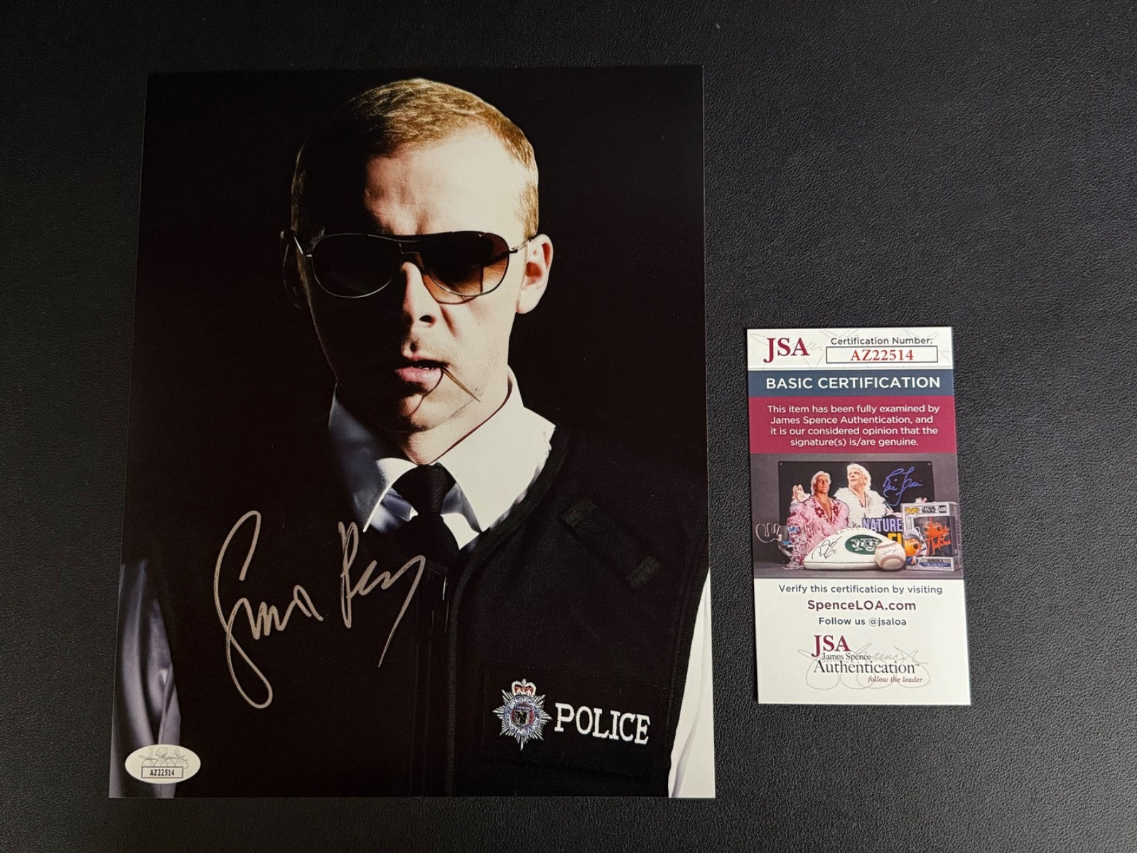 Simon Pegg Signed 8x10 Photo as Angel Hot Fuzz - JSA COA